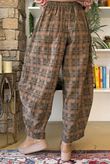 Heritage Needlecord Plaid Relaxed Barrel Pant Khaki & Camel